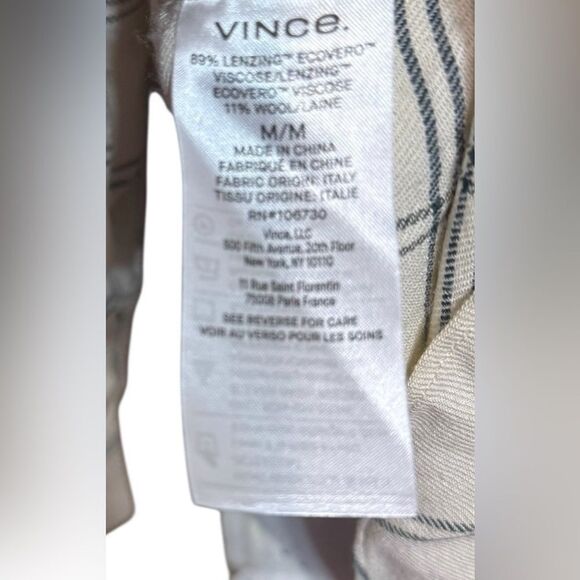Vince long sleeve vneck wool blend blouse ~pale oat | size M - Picture 6 of 6